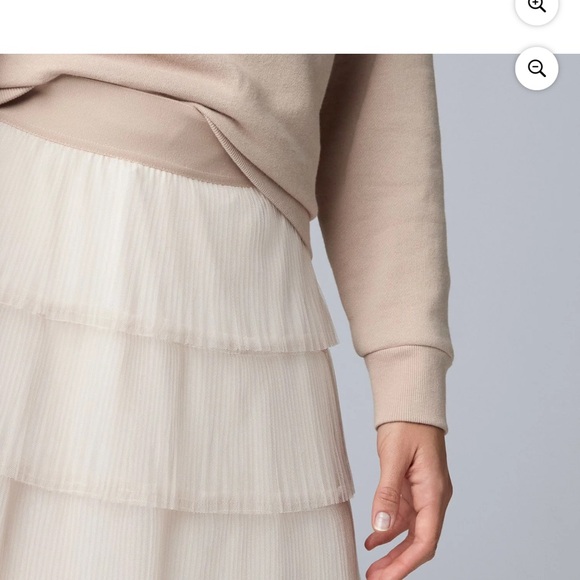 🆕 Simply Vera Vera Wang Soft Layered Tiered Tulle Maxi Skirt in Mushroom XS - Picture 5 of 14